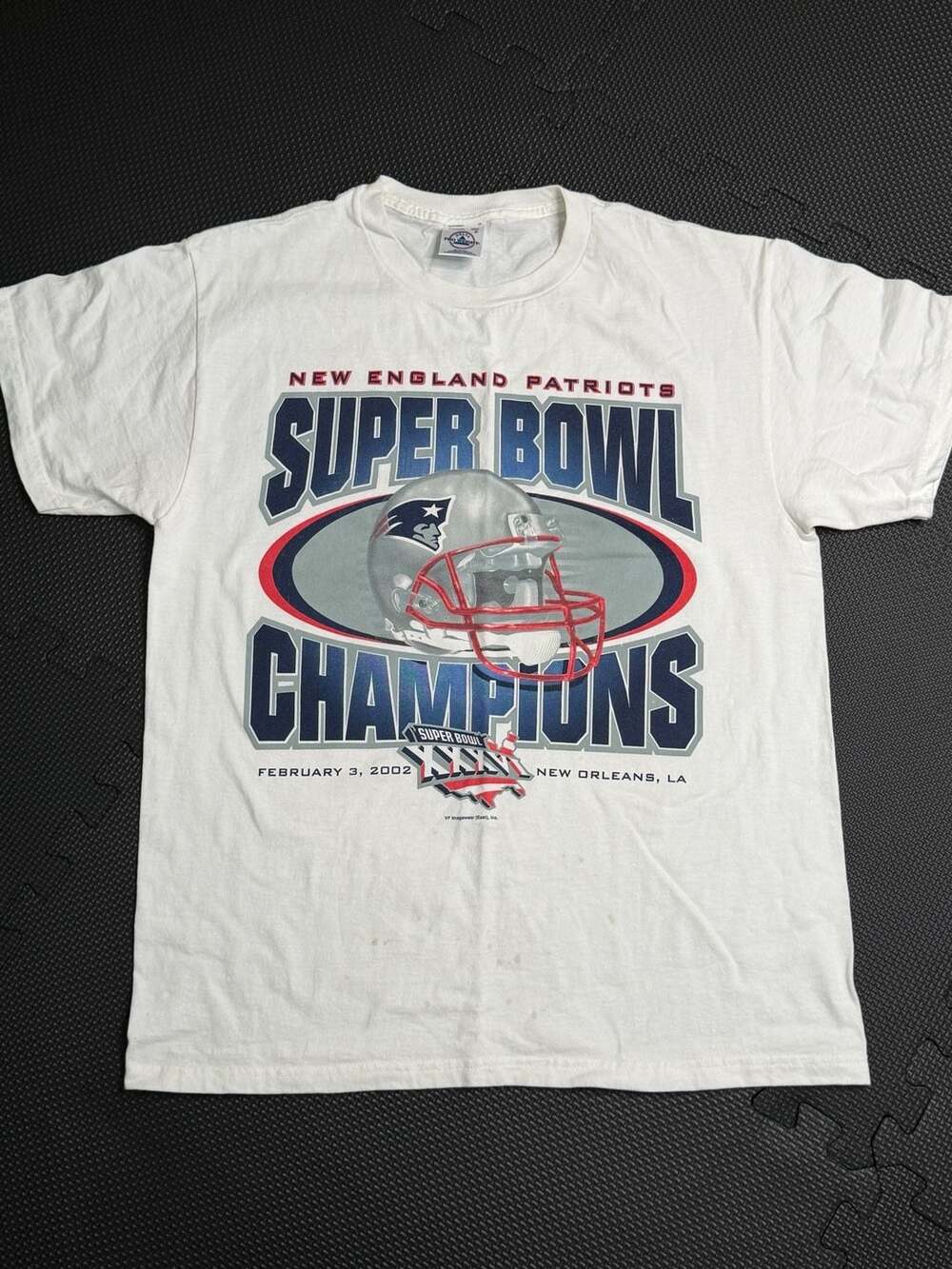 Vintage 2002 New England Patriots Super Bowl XXXVI Champions T-Shirt Size M Delt